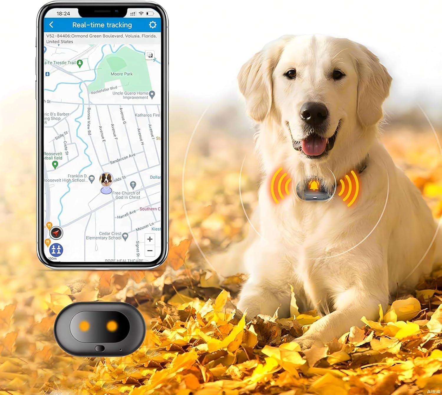 GPS 4G Tracker & Health Monitoring for Dog with LED Light Up,Sounding, Waterproof GPS Location & Smart Pet Activity Tracker, Unlimited Range use for Dogs Collar.