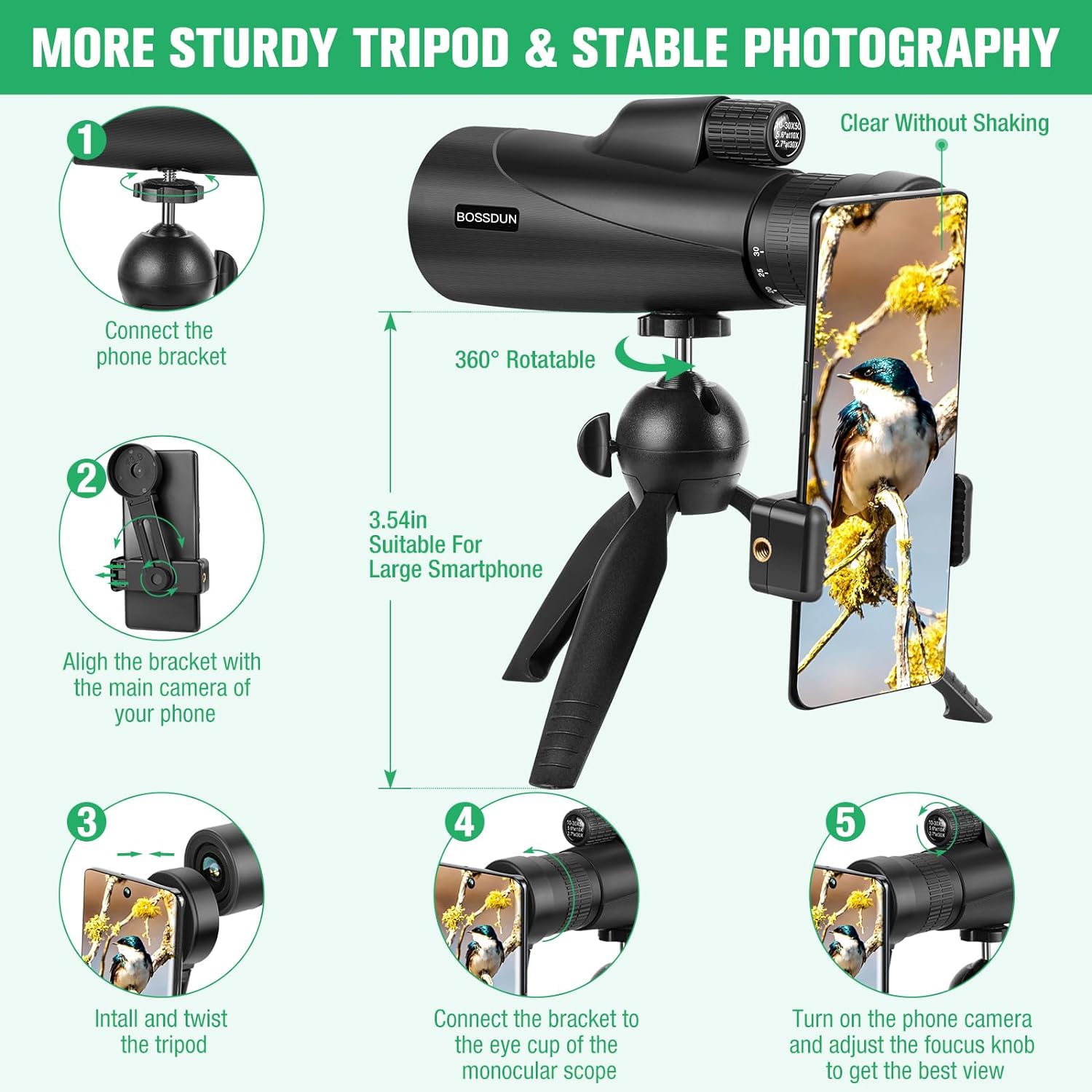 HD Monokular Teleskop 40x60 Mit Stativ - Teleobjektiv Für Handy Outdoor