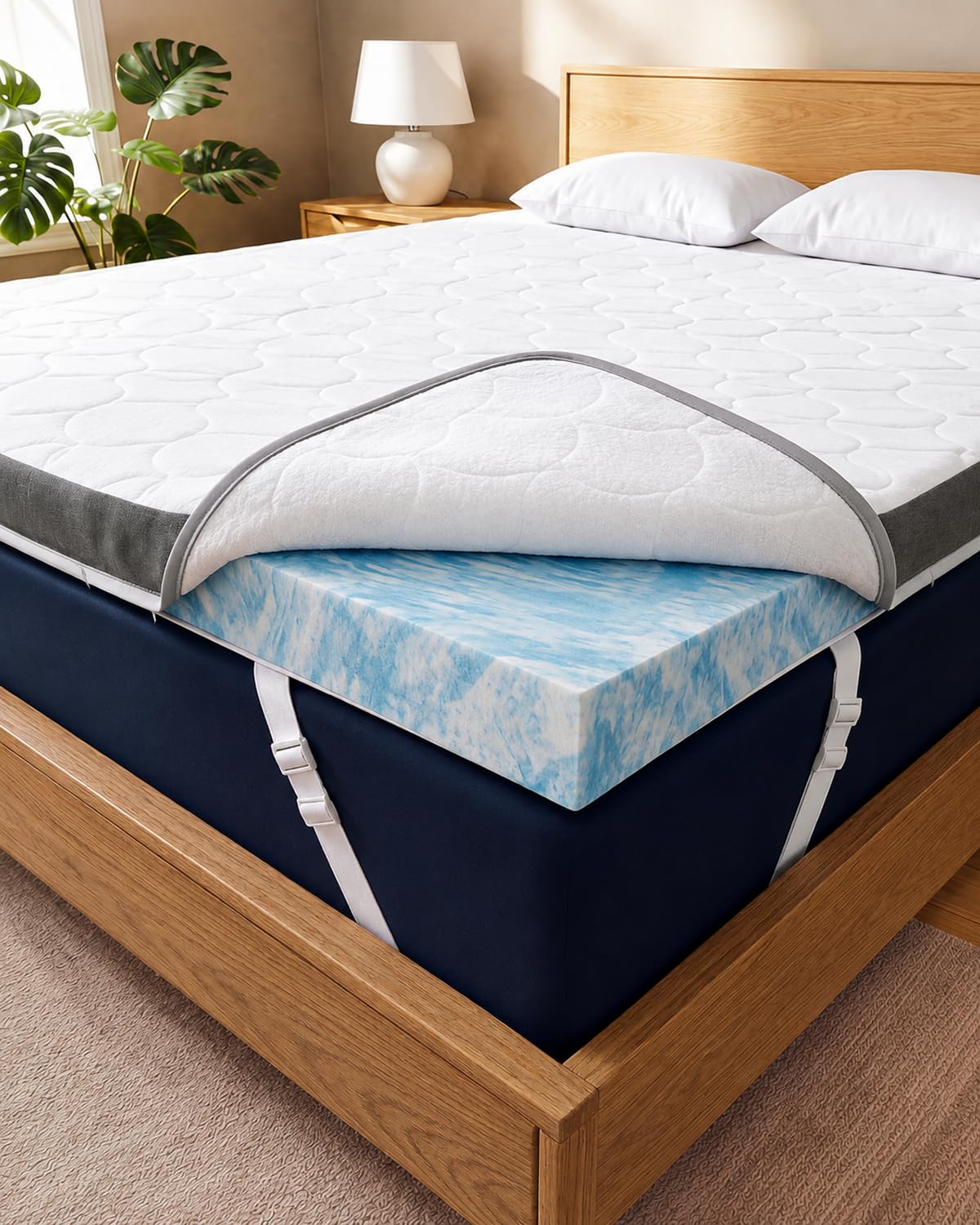 Mattress Topper King Size 3 Inch - Soft Cooling Gel Memory Foam Bed Pad