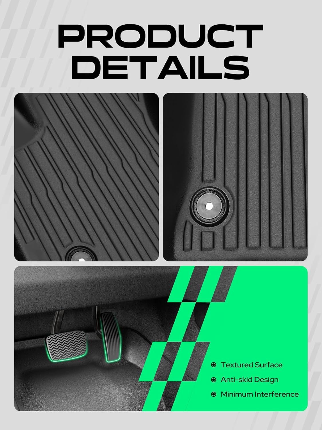 YHTAUTO Floor Mats Compatible with Ram ProMaster City 2015-2022, TPE All Weather Car Mats Waterproof Anti-Slip Odorless Floor Liner, Interior Accessories, 1st & 2nd Row, Set of 3