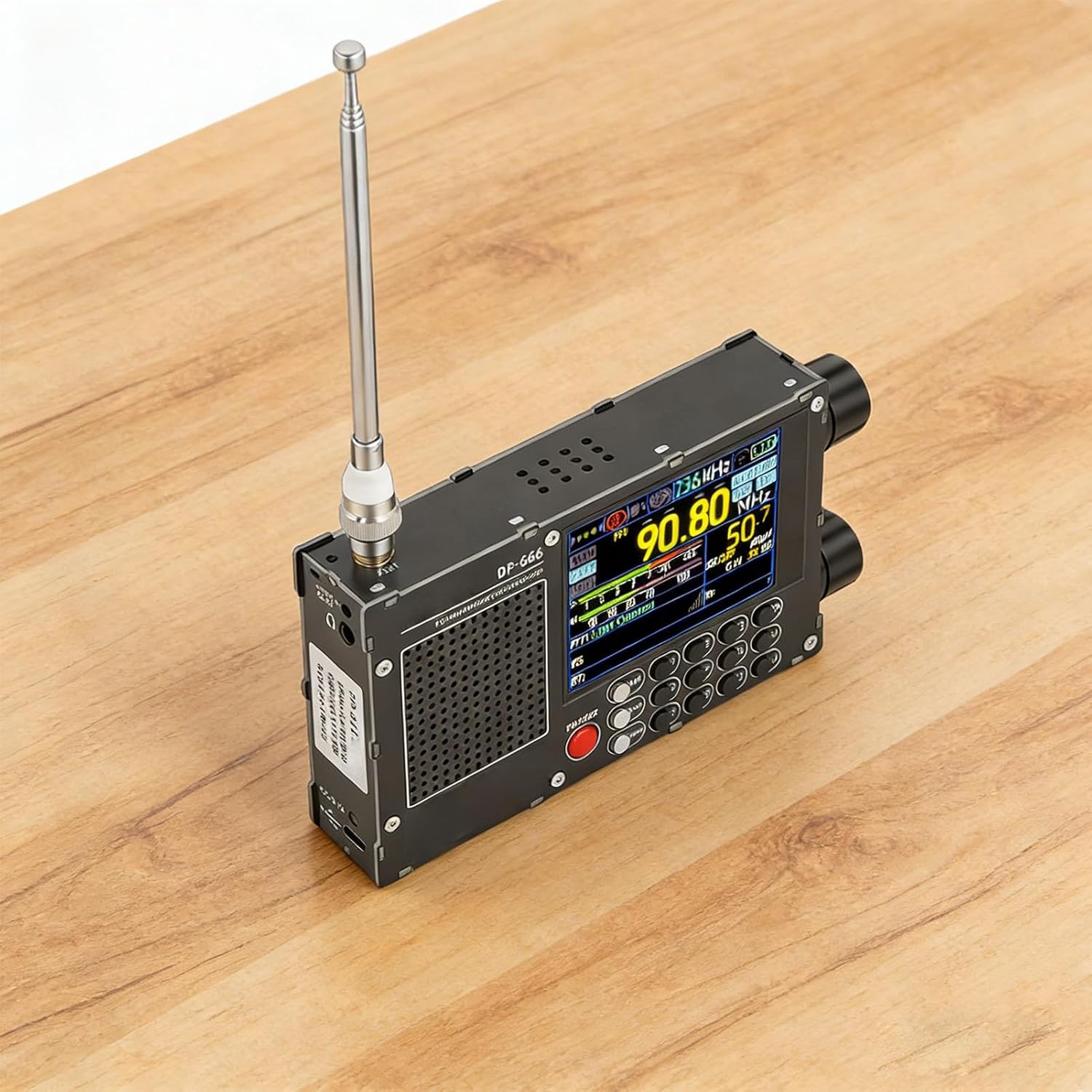 Eujgoov Portable Full Band Radio DP666 Black, Shortwave AM FM SW LW DSP Noise Reduction Algorithms, Band Receiver for Travel Camping Climbing