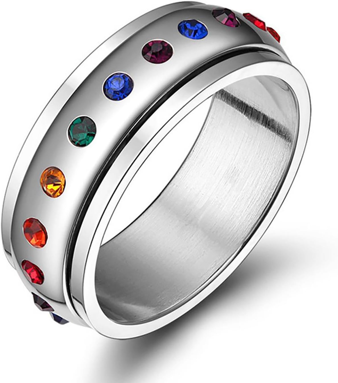 Rolling Stones Coral Reef Rainbow Colors Titanium Steel Ring for Men & Women (Unisex)