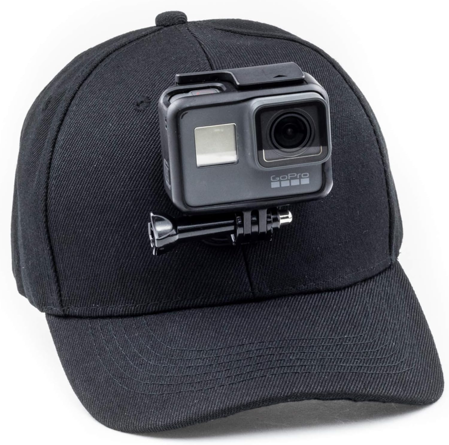 Digicharge Black Baseball Cap with Action Cam Mount – Compatible with GoPro Lit Hero 13 12 11 10 Max2, DJI Osmo Action, Akaso & More – Hands-Free Filming Hat for Sports, YouTubers & Outdoor Adventures