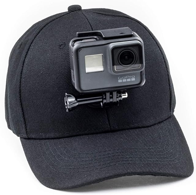 Digicharge Baseball Cap Hat with Action Camera Holder Mount Bracket Compatible for GoPro Max Hero Akaso Dragon Touch Apexcam Crosstour Campark Fitfort Apeman Camkong Victure Kitvision Cam Black
