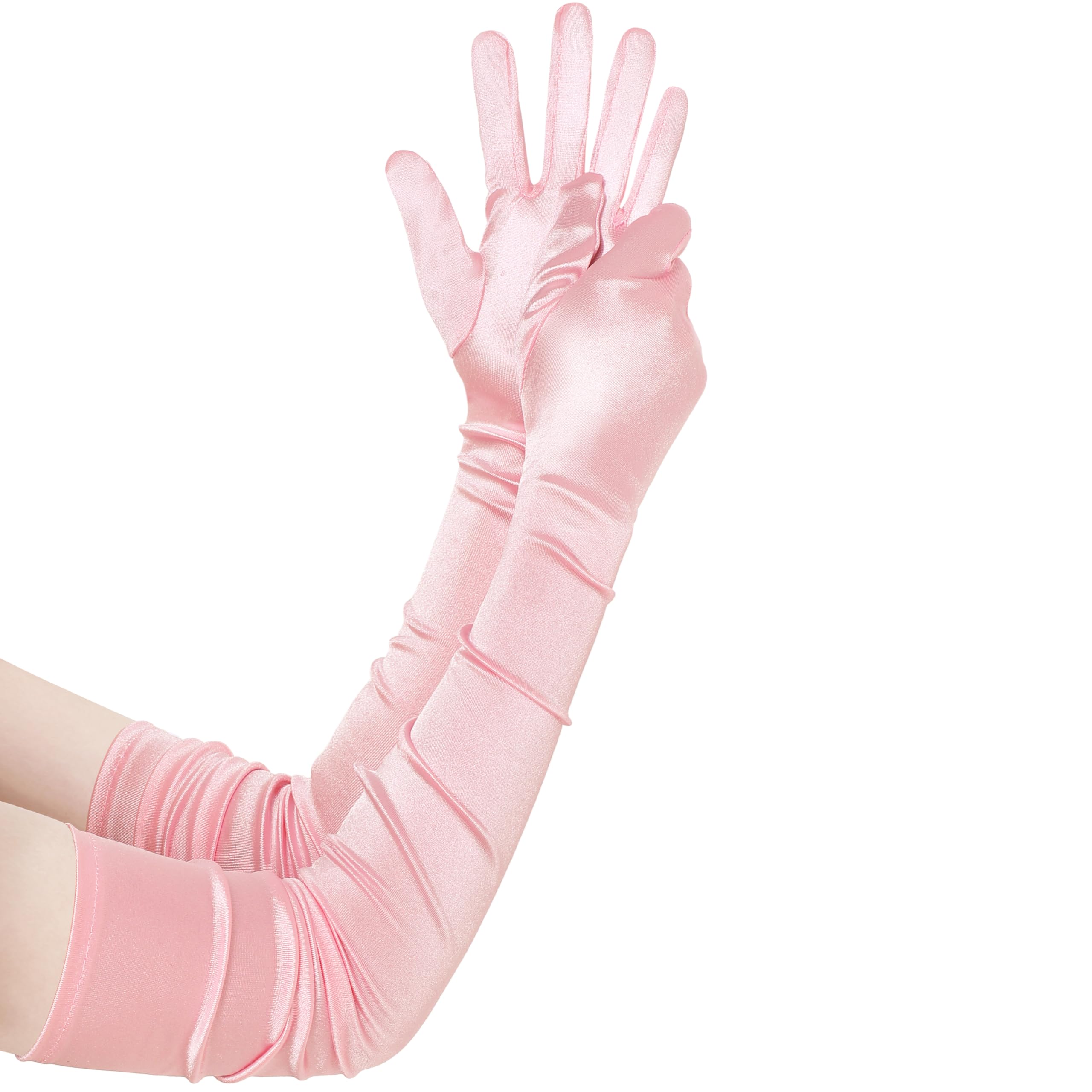 Guantes largos de satén de alta calidad estilo ópera retro para vestidos de gala 8
