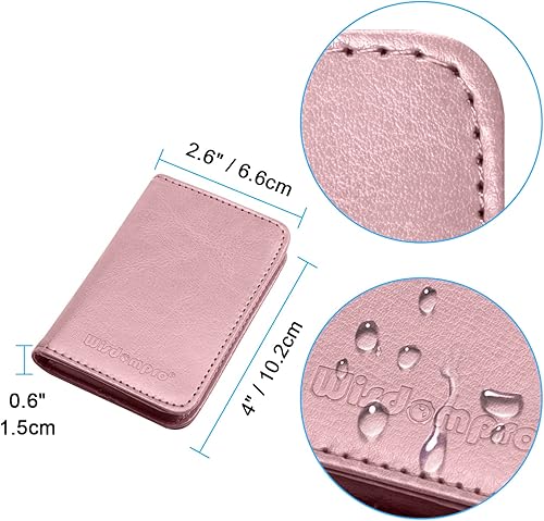 Miniatura 5 de Portatarjetas de visita, 2 caras, piel sintética, con bolsillo, delgada, con cierre magnético, para hombres y mujeres, oro rosa