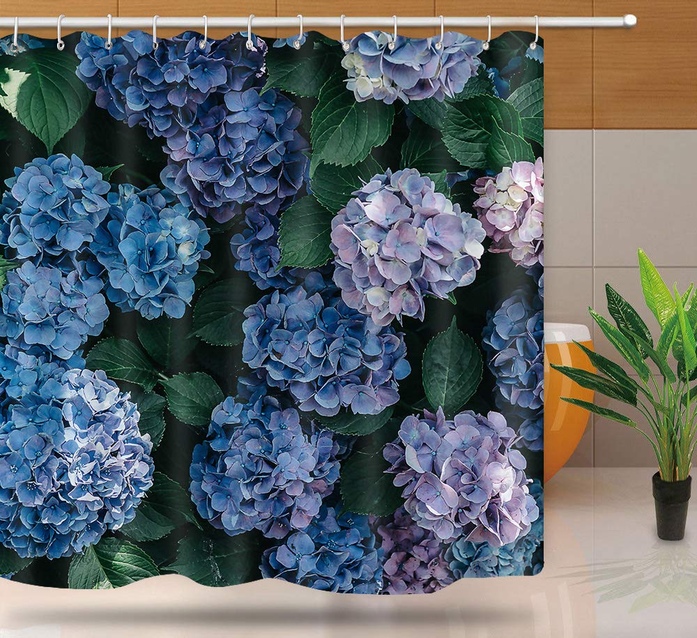 NTETSN Hydrangea Shower Curtain, Purple Balls Flowers Garden Plants Fabric Shower Curtain, Washable Upgrade Bath Curtain for Bathroom Accessories, 72 x 72 Inches, YLYYNT641