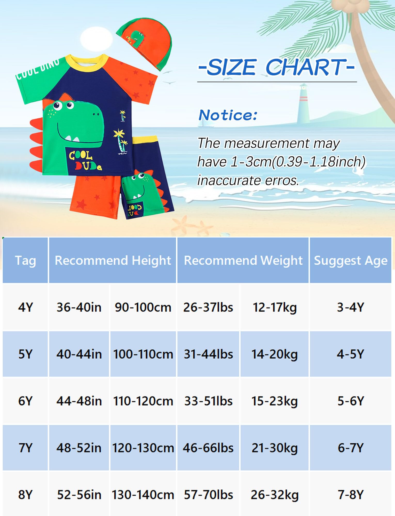 Happy Cherry - Bañador Niño Bebé Dinosaurios Traje de Baño Verano para Playa Surf Niños Trajes de Natación 3 Piezas Conjunto de Ropa de Baño Infantil Bañadores Protección UV - 5-6 Años - Azul