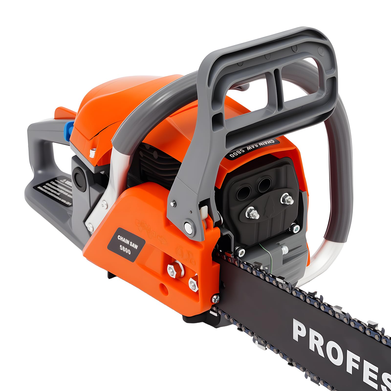 Motosierra de gasolina de 58 cc, motosierra de 2,4 kw, motosierra de 50 cm, espada de gasolina, motosierra de 2 tiempos, motor naranja, modelo 5800, sierra de madera, 10000 rpm, 550 ml