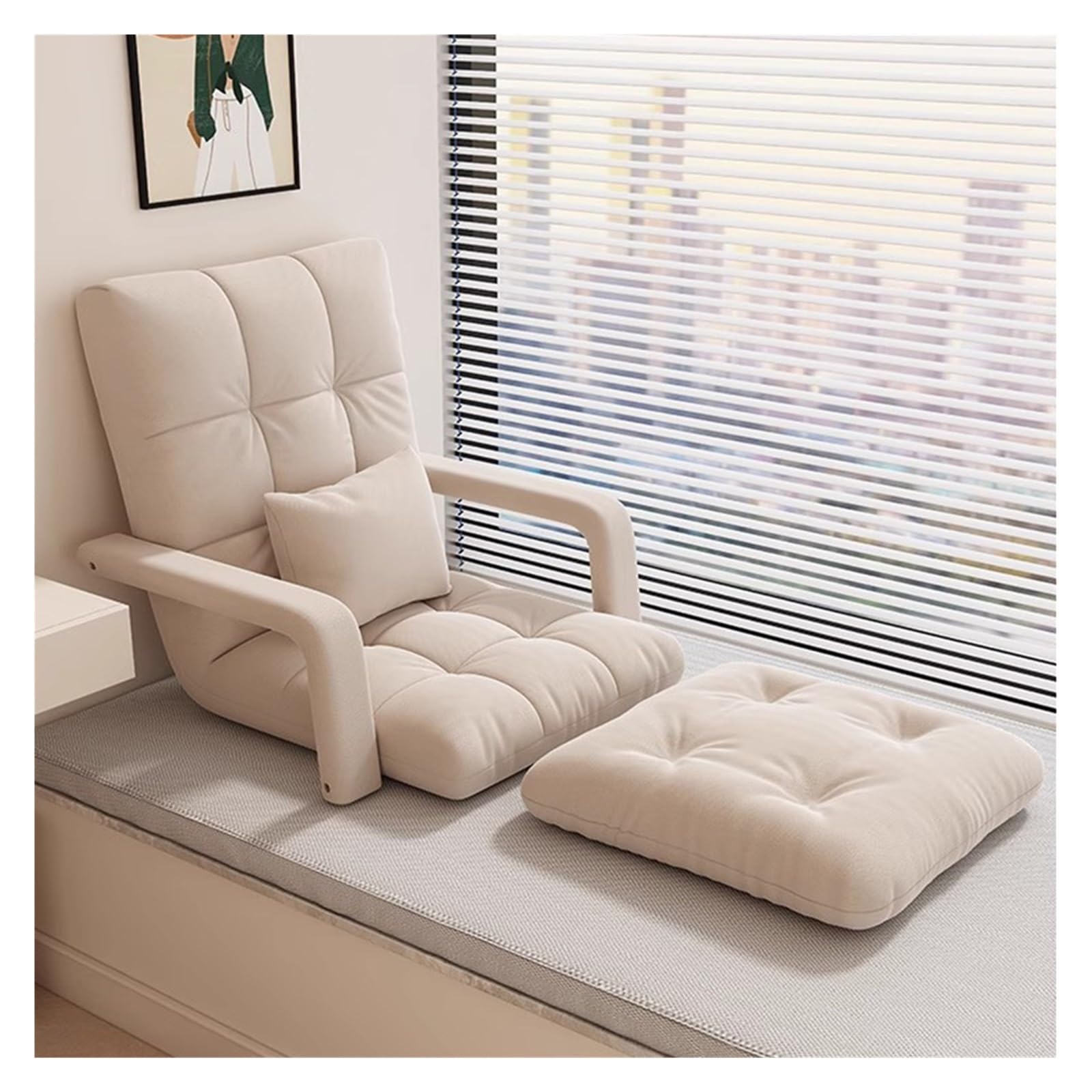 Siège d'intérieur polyvalent confortable pour salon et coin lecture adulte crème