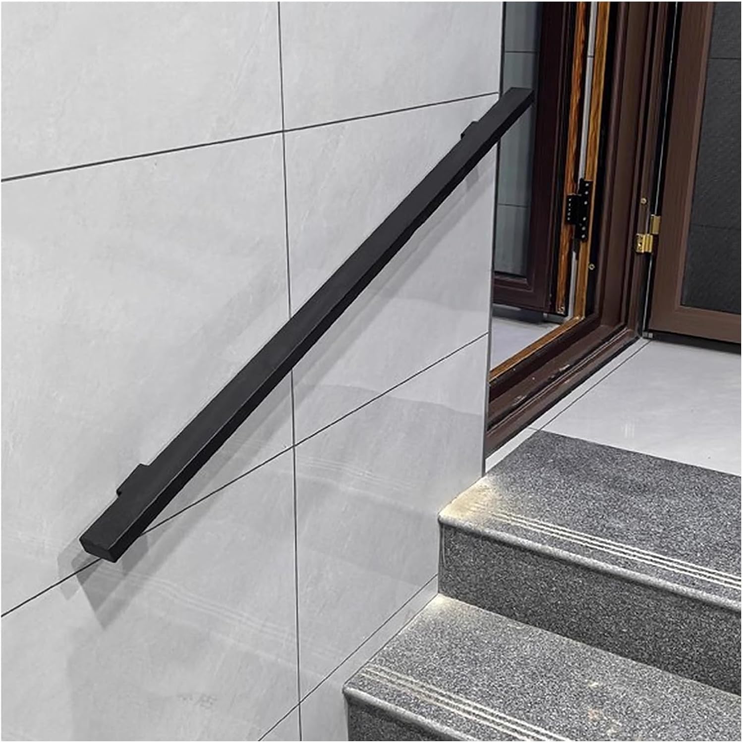 Stair Handrail Wrought Iron Handrail, Lofts Garage Villas Apartment Anti-Slip Grab Bar Wall Mounted, 100-650 cm Long, Black(270cm/8.8ft/106.3in)