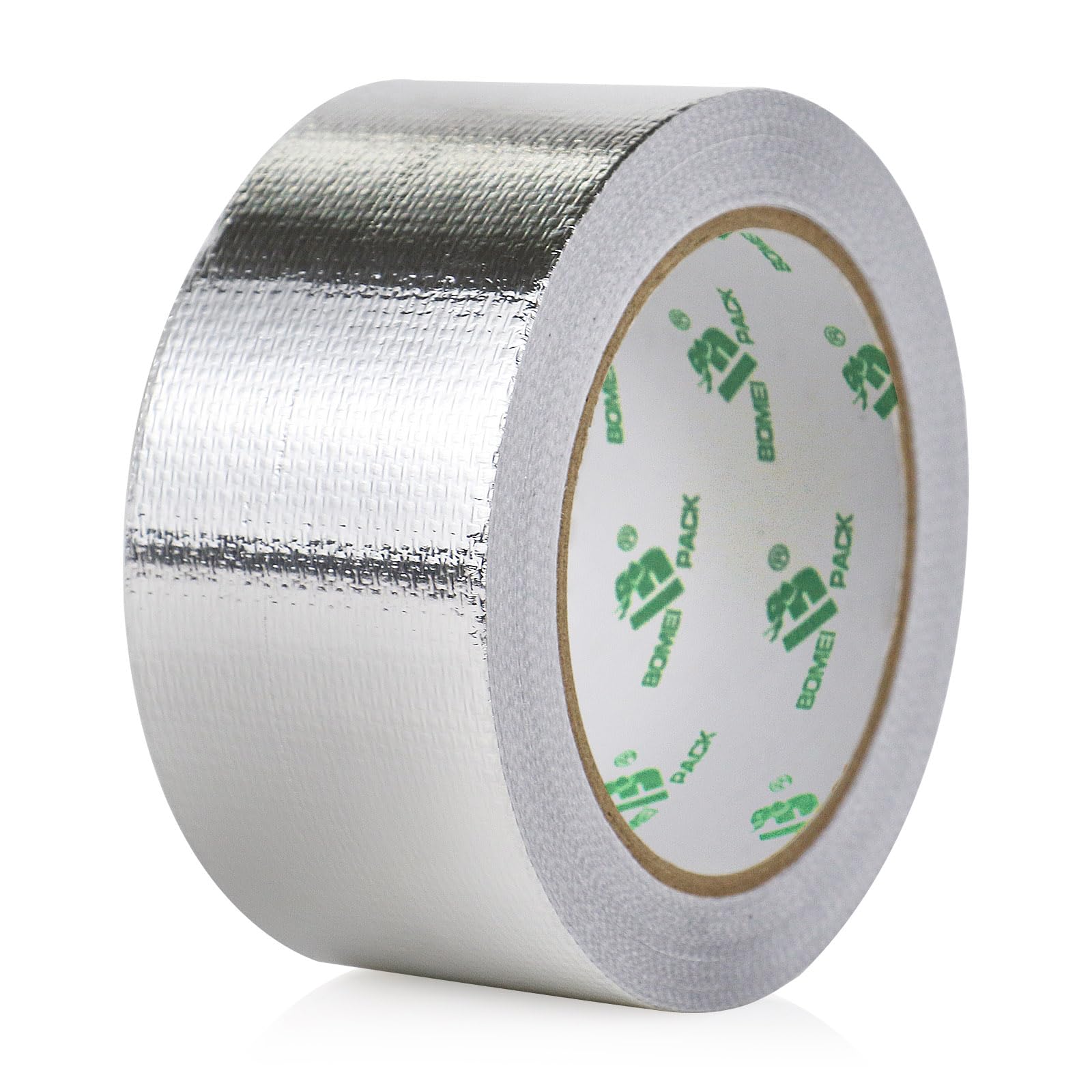 BOMEI PACK 50mmx20m Cinta adhesiva de aluminio reforzada aislante térmico - Rollo de aluminio adhesivo de alta temperatura de reparación - Cinta de Aluminio para Sellar Sistemas
