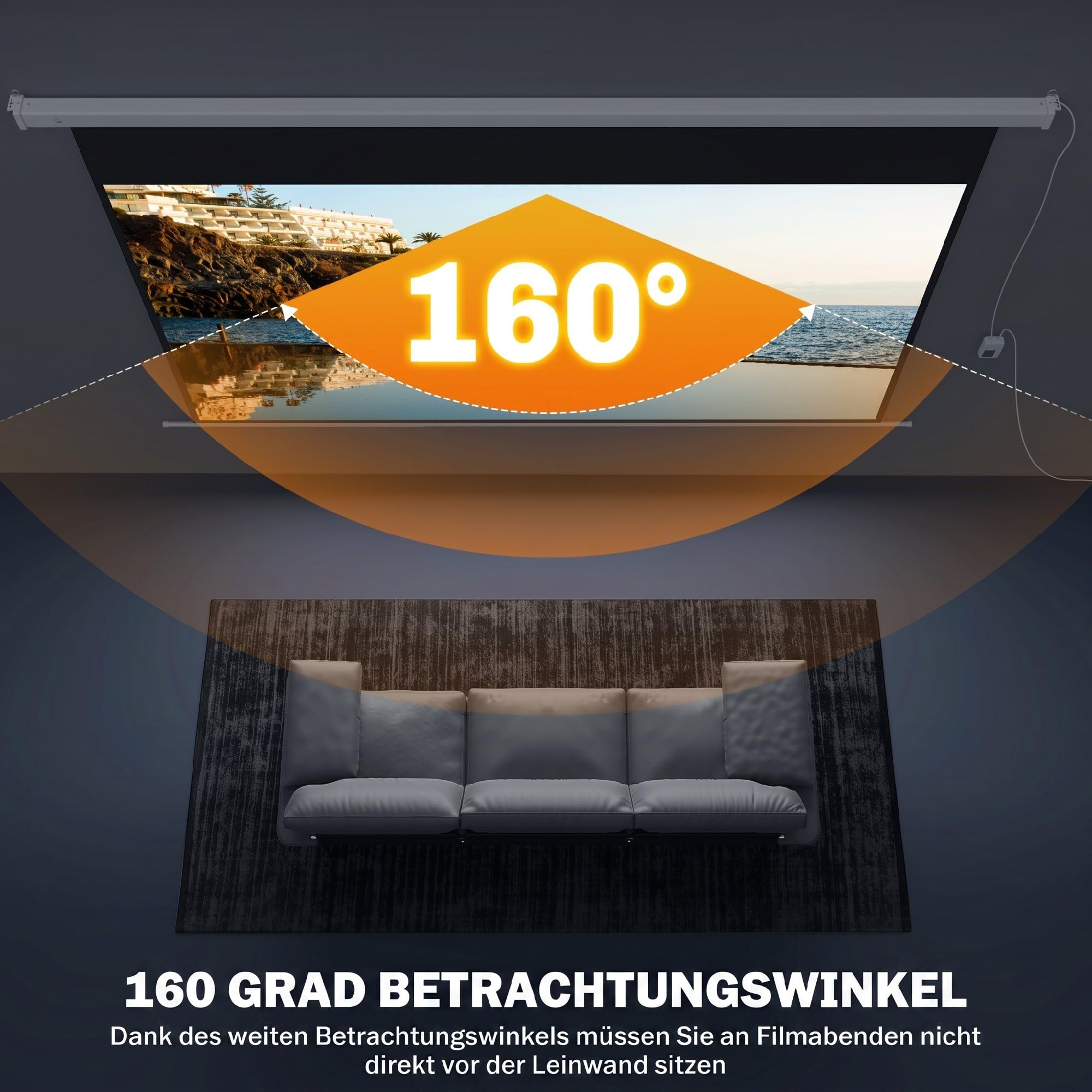 HOMCOM Beamer Leinwand 293x193cm 120 Zoll 16:9 Elektrisch mit Fernbedienung | HD 4K Projektionsleinwand, Rollo-Leinwand, für Wand- und Deckenmontage, für Heimkino, Büro