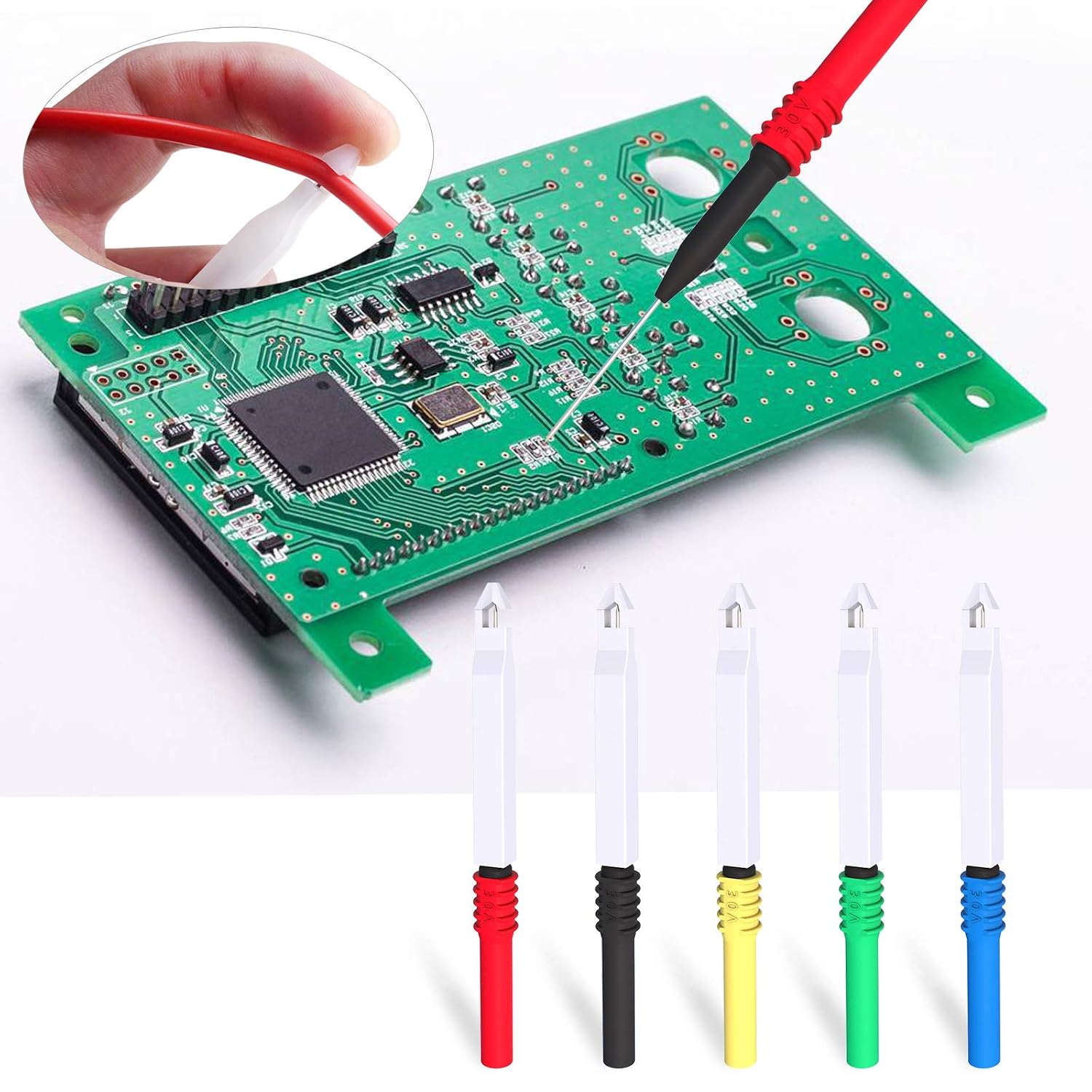 Goupchn Back Probe Kit 30PCS Banana Plug to Copper Alligator Clip Automotive Test Leads Set with Alligator Clips, Wire Piercing Probes, 15PCS 30V Back Probe Pins for Car Repairing Diagnostic 5 Colors