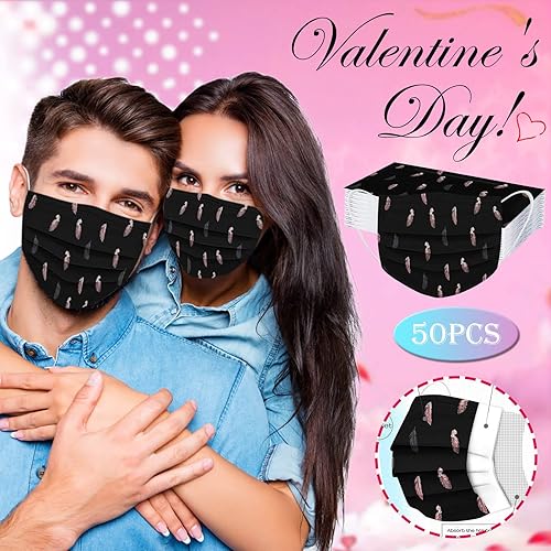 Miniatura 2 de Jtckarpu Paquete de 50 máscaras de San Valentín para mujer para adultos para el día de San Valentín gruesas 3 capas desechables para cubrir dulces