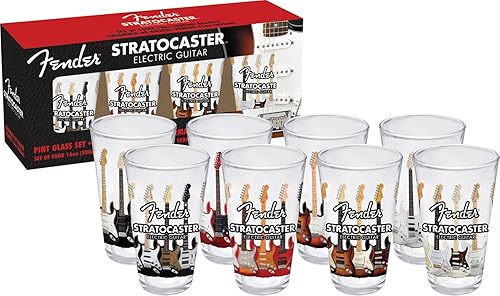 Acuario Fender Stratocaster Vaso de cerveza Set (4-Piece), 16-Ounce