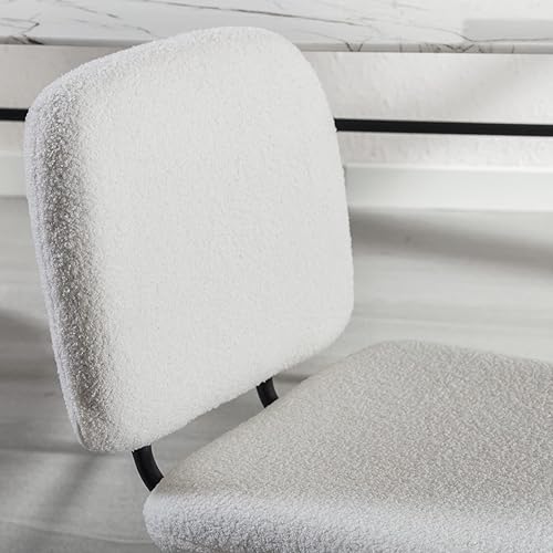 Miniatura 6 de DUOMAY Mid-Century - Juego de 4 sillas de comedor modernas, cómodas sillas laterales sin brazos de sherpa con patas de metal para sala de estar,