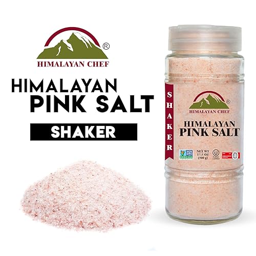 Miniatura 3 de Himalayan Chef - Sal del Himalaya, salero de vidrio de grano fino, 17.5 onzas