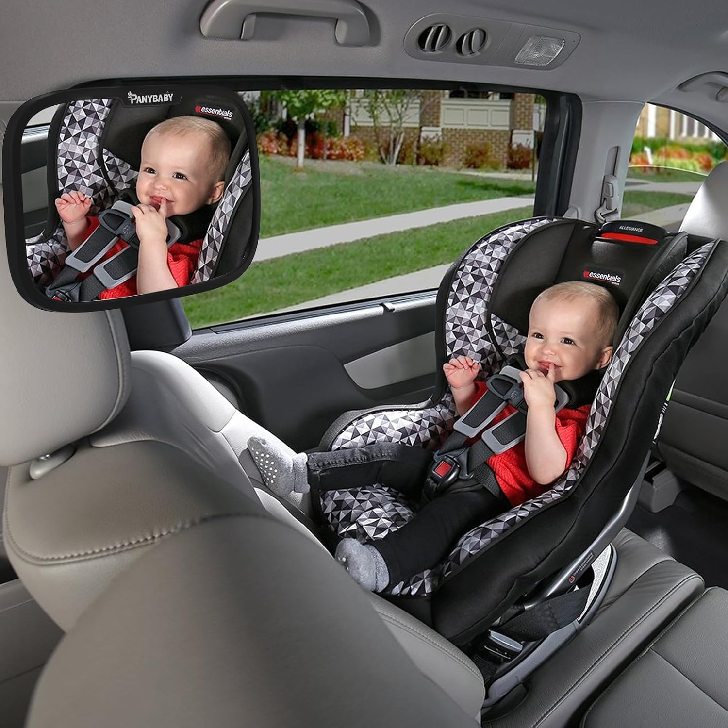 Rear Facing Baby Car Mirror, Safety Fixed Headrest Baby Car Mirror with Wide Clear View, Shatterproof, 360° Rotation, Crash Tested and Certified