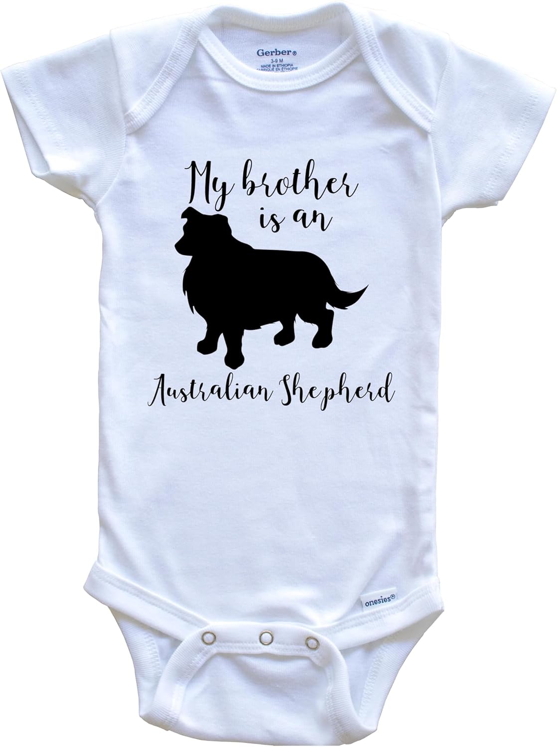 My Brother is an Australian Shepherd Cute Dog Baby Bodysuit - Aussie One Piece Baby Bodysuit