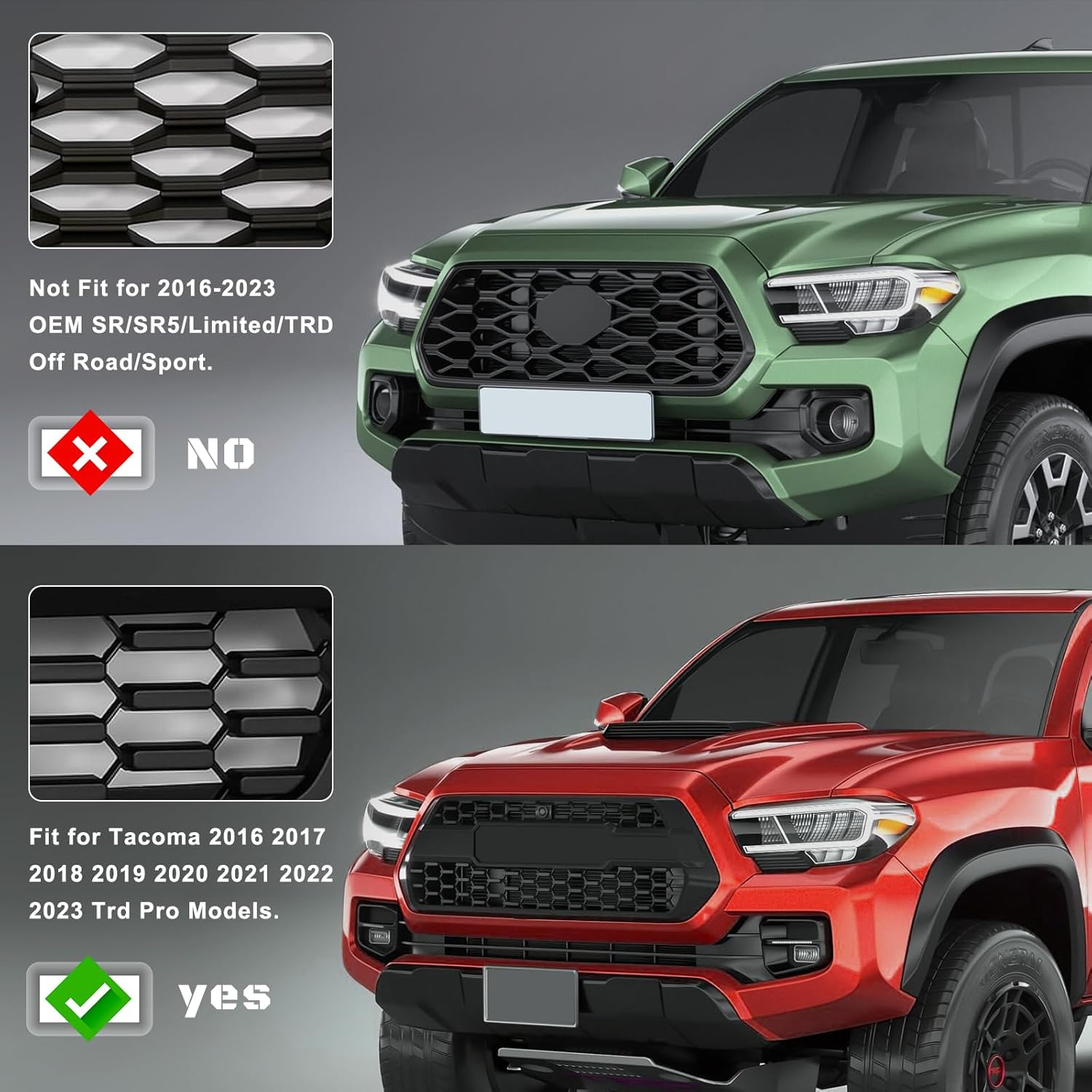 4 Pcs Grille Lights Compatible with Toyota Tacoma 2016-2023 TRD Pro, OEM Style LED Front Grille Lights for Tacoma Accessories with Fuse & Harness (White) - Image 2