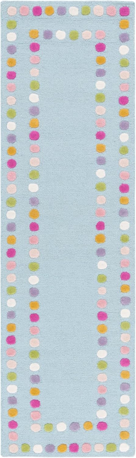 SAFAVIEH Kids Collection Runner Rug - 8' Runner, Blue & Pink, Casual Design, Ideal for High Traffic Areas in Hallway, Bathroom & Kitchen (SFK928M-28)