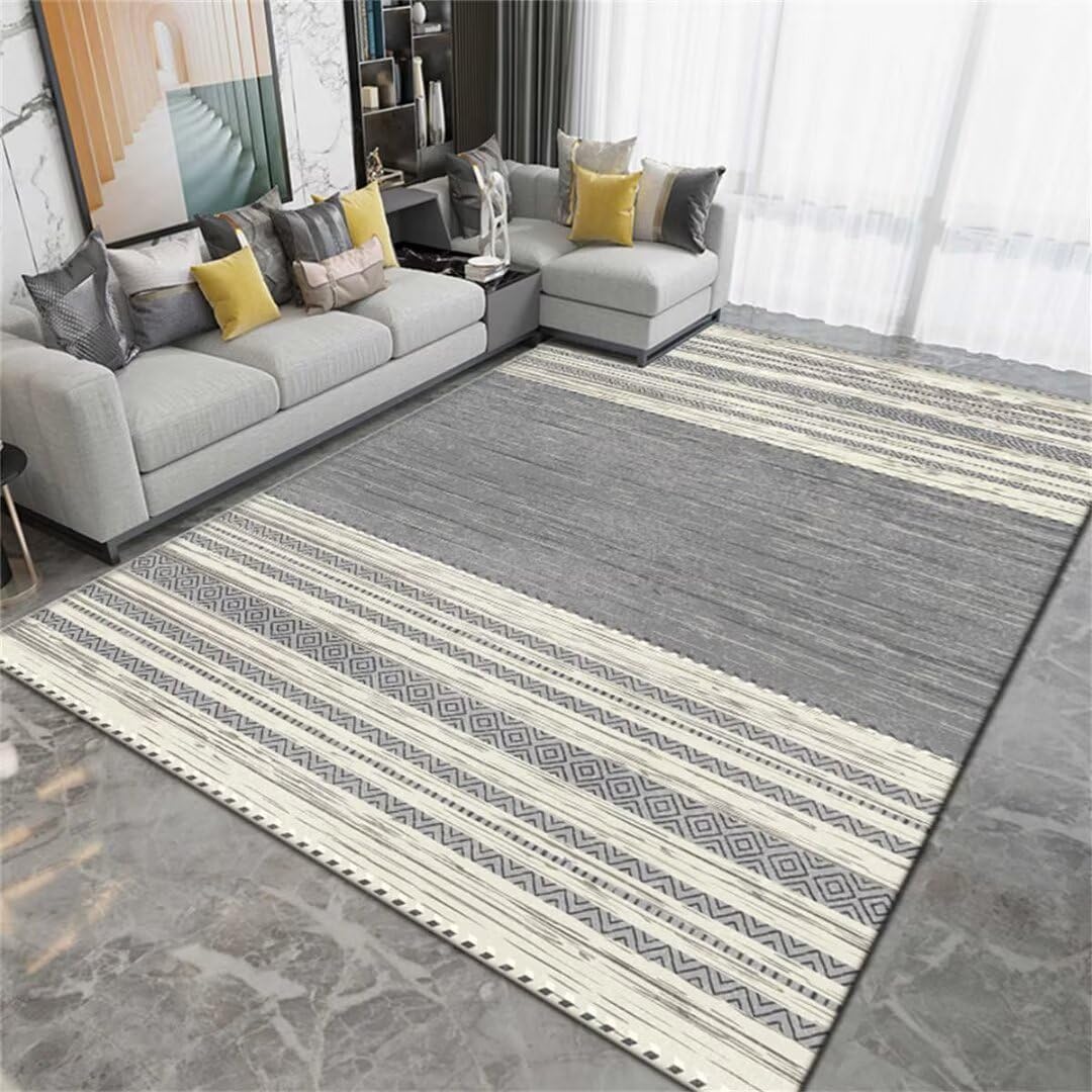 Tapis de salon antidérapant moquette grise facile à ranger