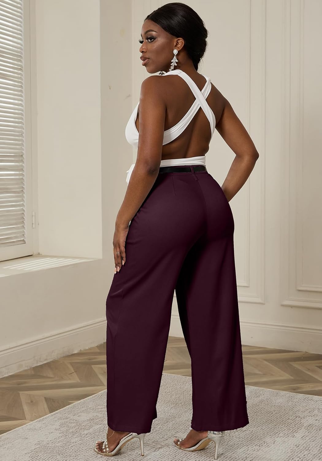 LAJIOJIO Wide Leg Dress Pants Women Casual,High Waist Work Pant Straight Leg Trousers with Pockets - Image 3