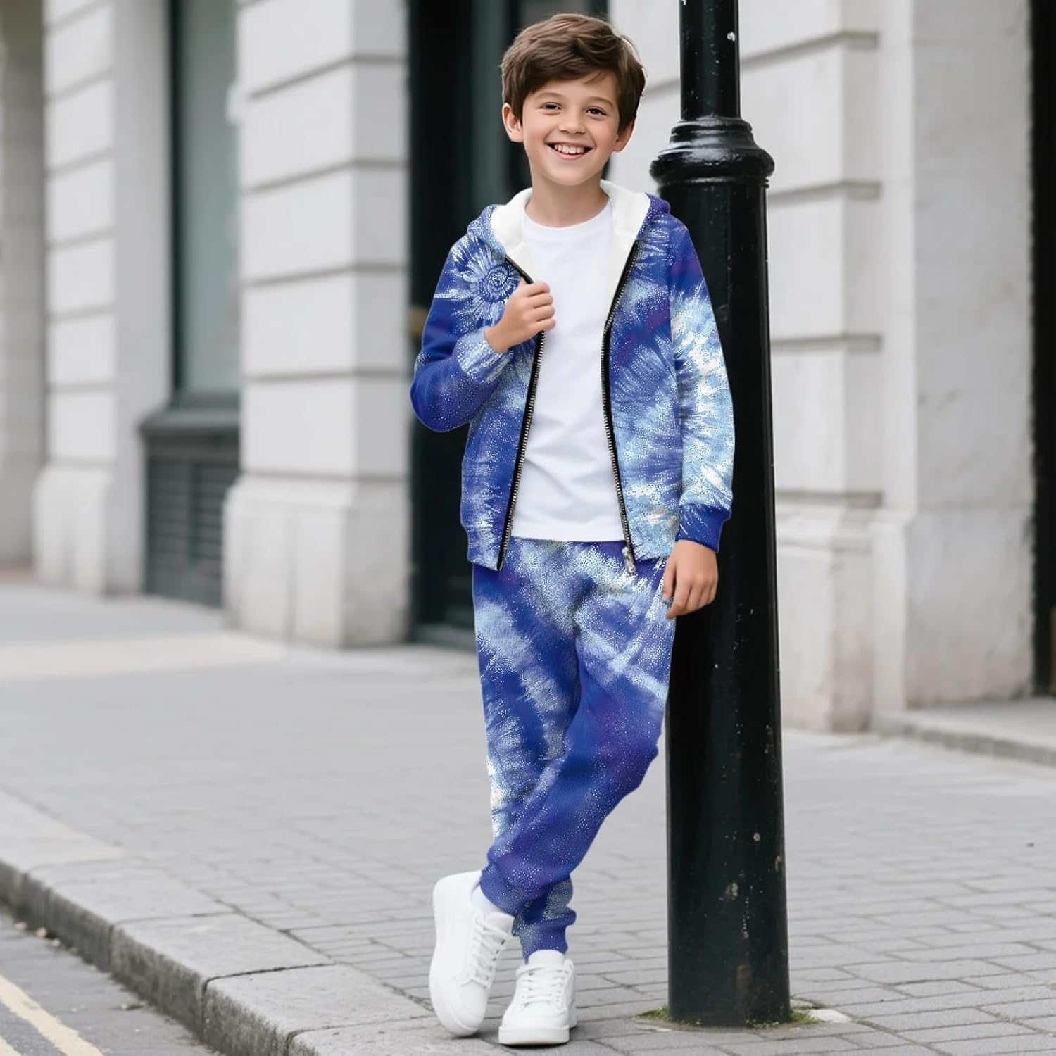 HUIACONG Long Sleeve Sweatsuits for Boys Girls Sweat Set for Children Kids