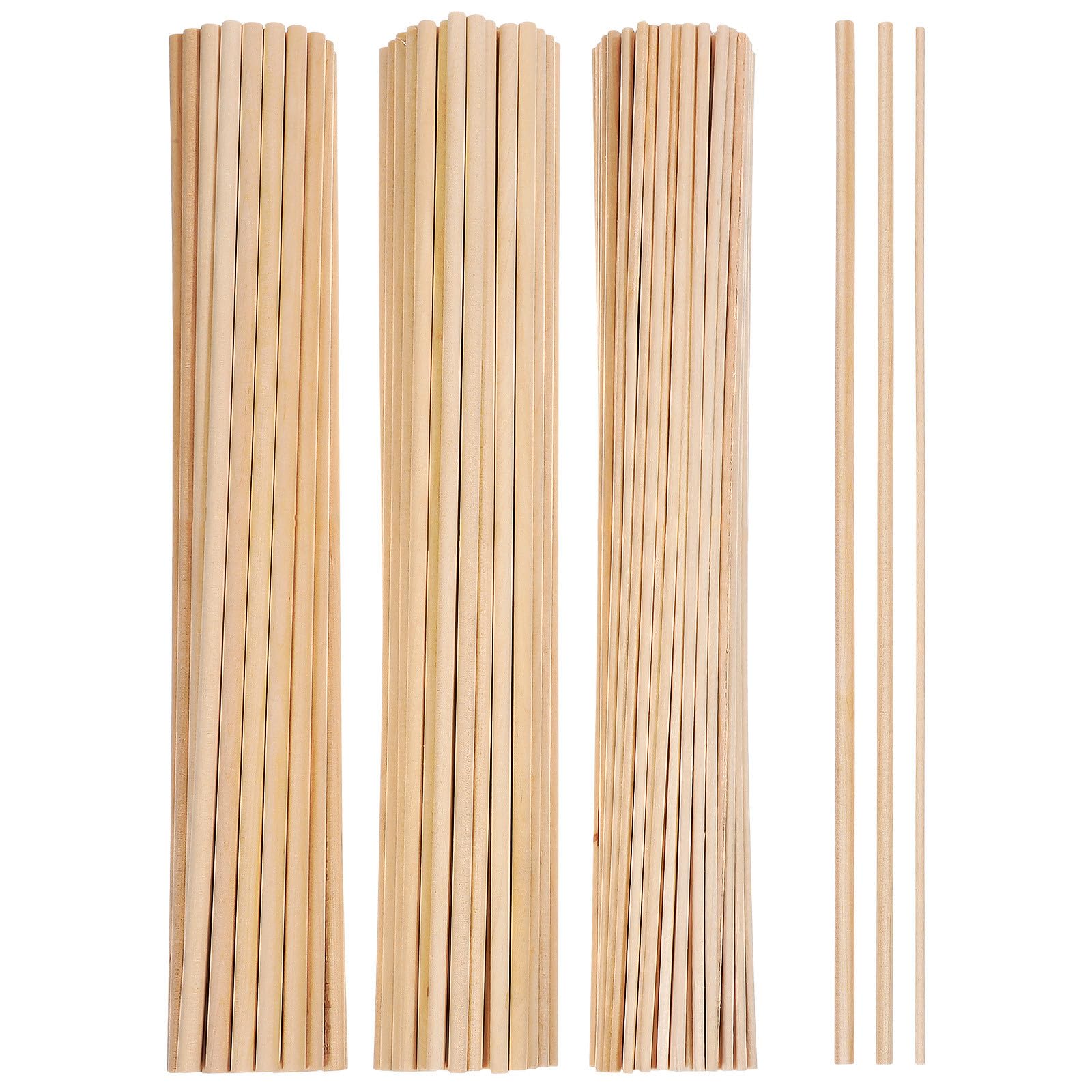 215 Stück Runde Holzstäbe zum Basteln aus Beige Holz Einfach zu Bearbeiten und Kürzen für Heimdekoration und Modellbau