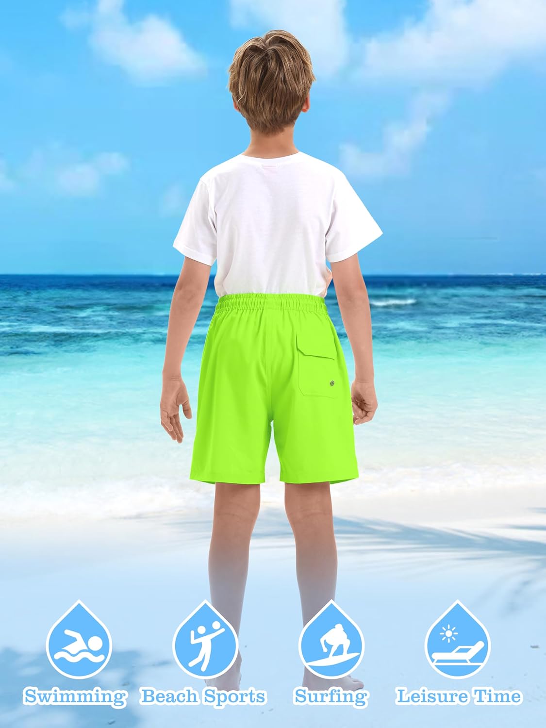 Boys Swim Trunks with Compression Liner UPF 50+ Quick Dry Bathing Suit Kids Beach Shorts Swimwear 7-20T - Image 5