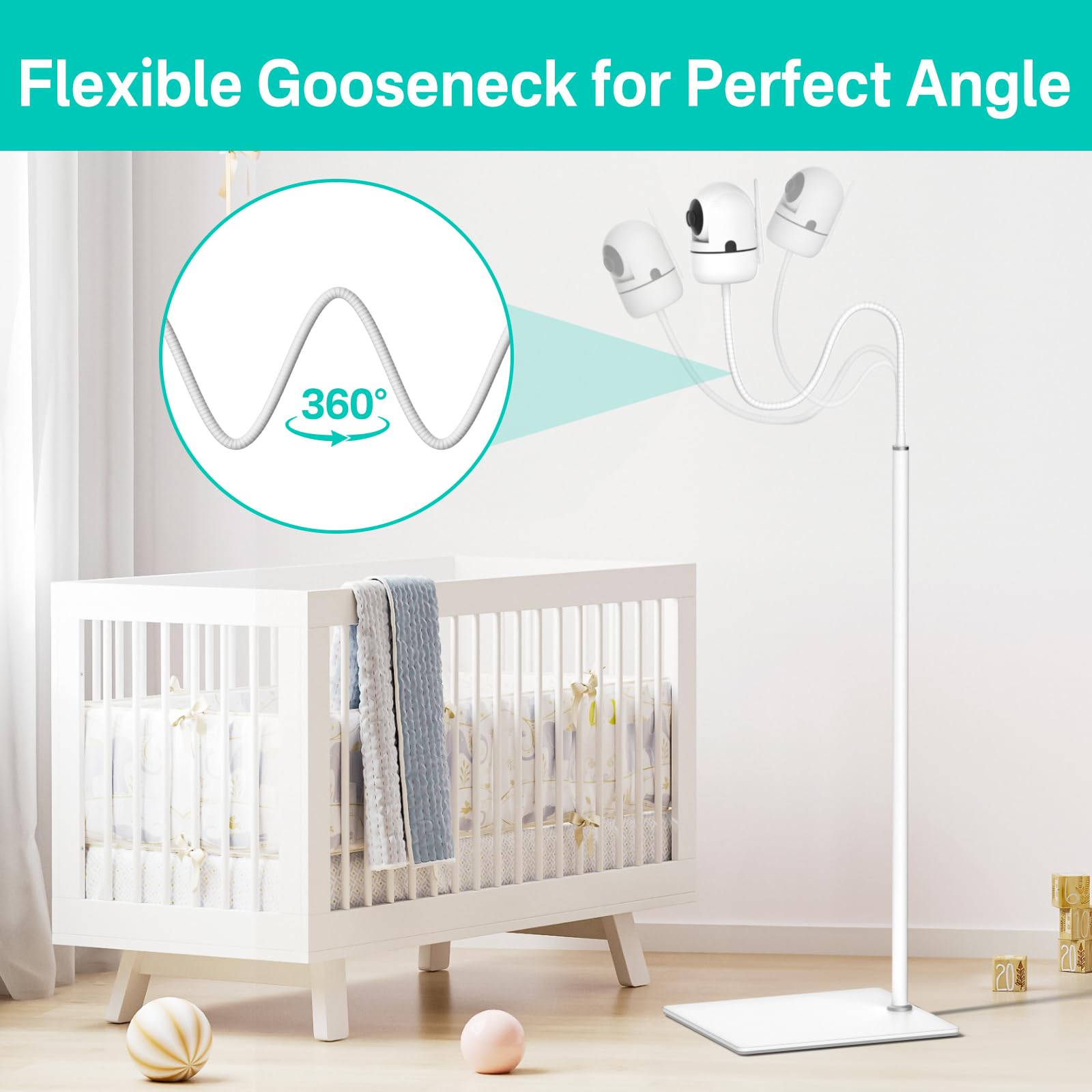 Universal Baby Monitor Stand for HelloBaby Infant Optics DXR-8 Pro, Nanit Pro Baby Monitor Floor Stand - Image 4