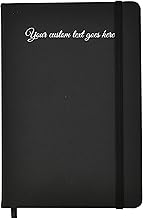 Arpan A5 Personalised Diary with Custom Text – 136 Pages, Ribbon Marker, Elastic Closure – 80gsm Paper Personalised Notebook A5, Personalised Stationery for Office, School (Black - Text)