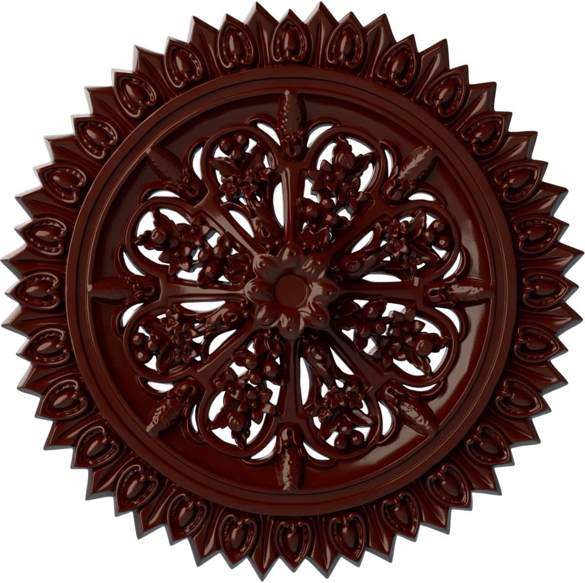 Ekena Millwork CM20SHPGS Shakuras Ceiling Medallion 19 3/4"OD x 1 3/8"P (For Canopies up to 5") Hand-Painted Brushed Mahogany