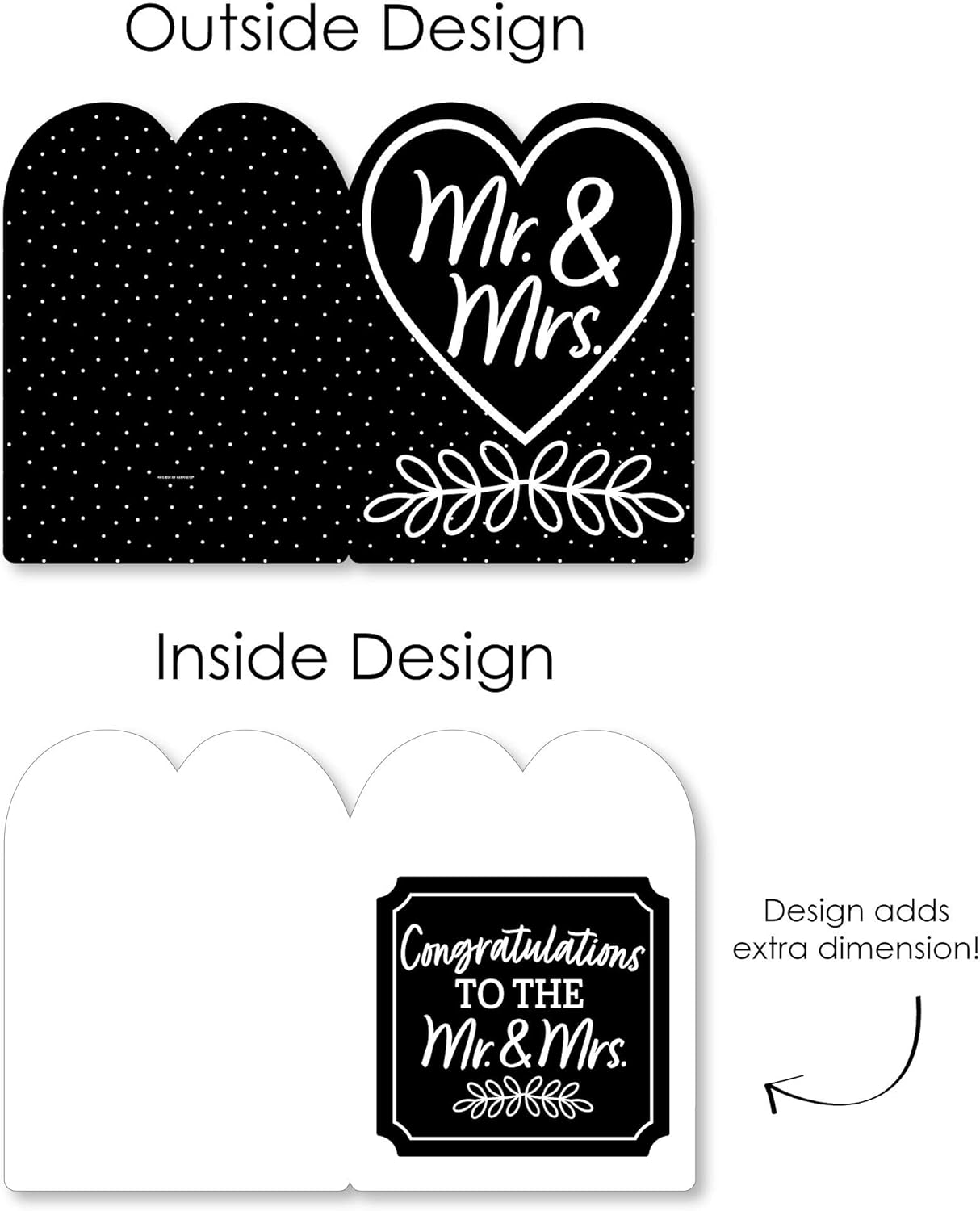 Big Dot of Happiness Mr. and Mrs. - Black and White Wedding Congratulations Giant Greeting Card - Big Shaped Jumborific Card - 16.5 x 22 inches