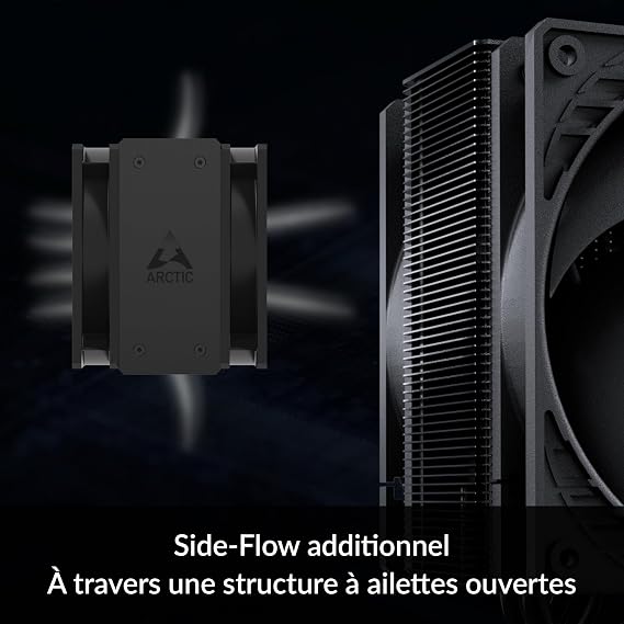 ARCTIC Freezer 36 Black Single Tower CPU Cooler Push-Pull Configuration Pressure Optimized 120mm P12 PWM PST Fan 2 Fluid Dynamic Bearing FDB 200-1800 rpm 4 Heat Pipe MX-6 Thermal Compound