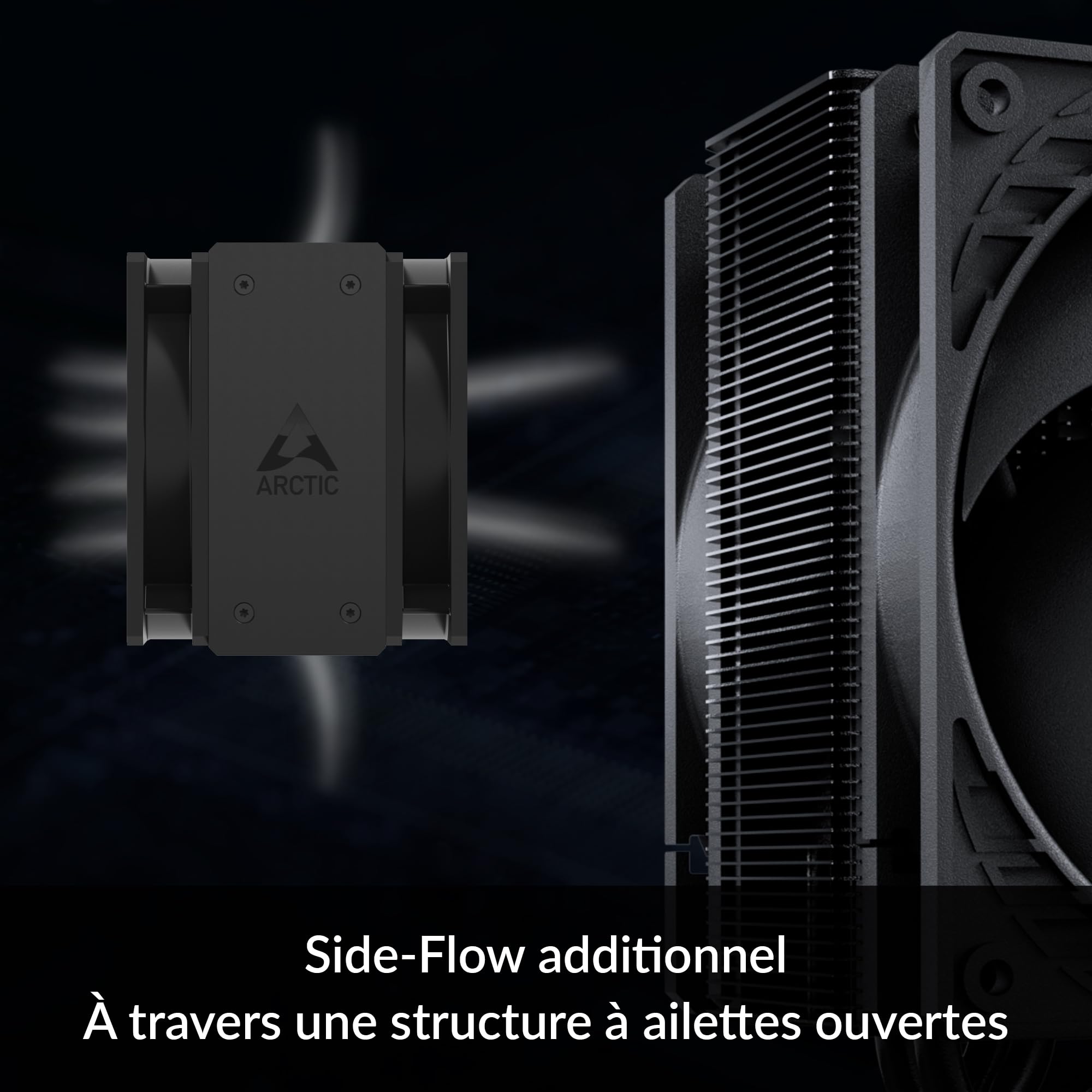 ARCTIC Freezer 36 (noir) - Refroidisseur CPU monotour avec push-pull, deux ventilateurs P 120 mm à pression optimisée, roulement fluidodynamique, 200-1800 rpm, 4 heatpipes, incl. MX-6 - Noir