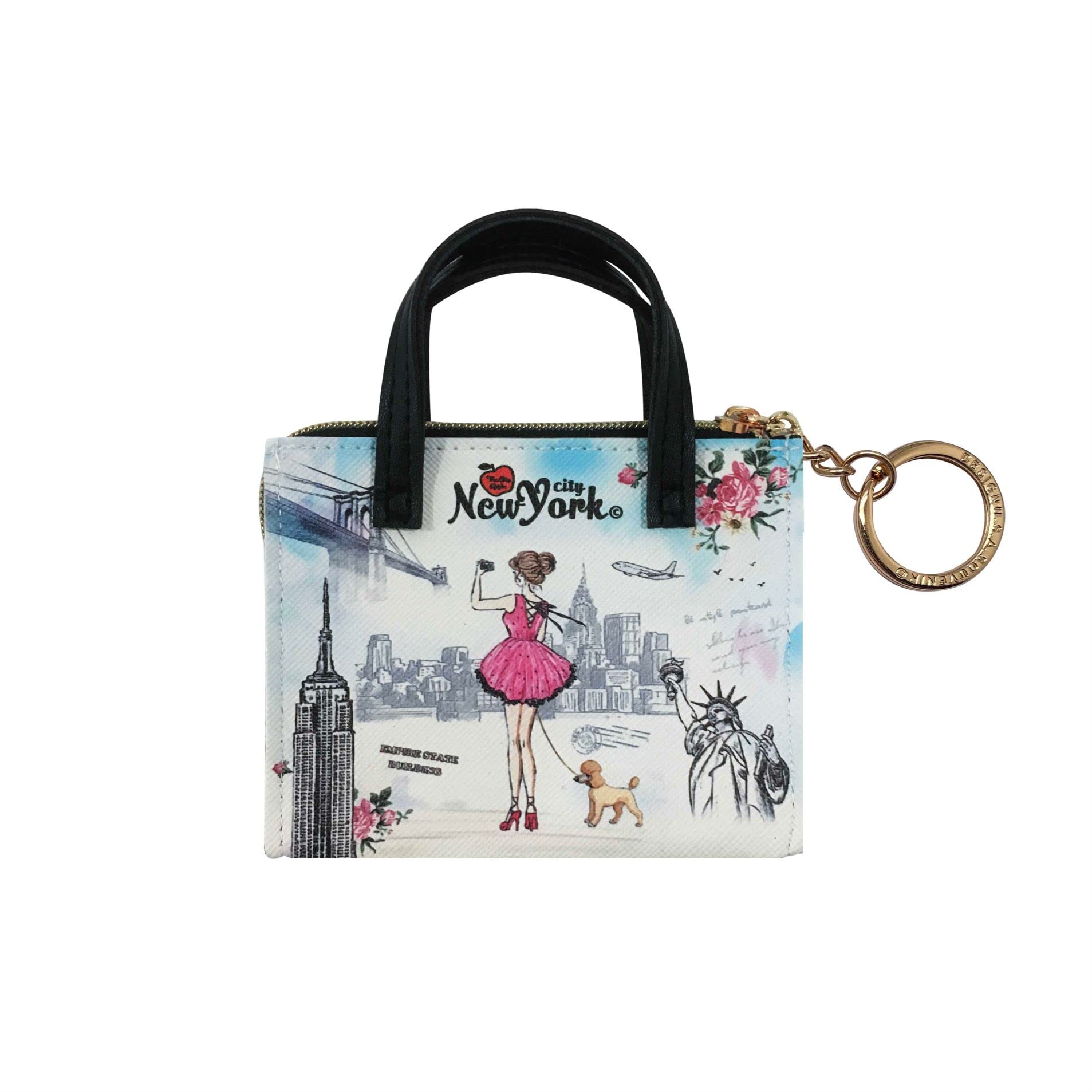 DESIGN U.S.A. SOUVENIRGirls & Women Fashion Cute Classic Elegant New York Souvenir Handbag-Style Pouch Coin Purse (JP-330131D)