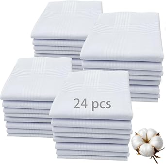 Mouchoirs Tissus ARKBAODAN Lot De 12 Mouchoirs Pour Homme 100 % Coton Doux Blanc 40,6 X 40,6 Cm, Blanc Mouchoirs En Tissu Homme
