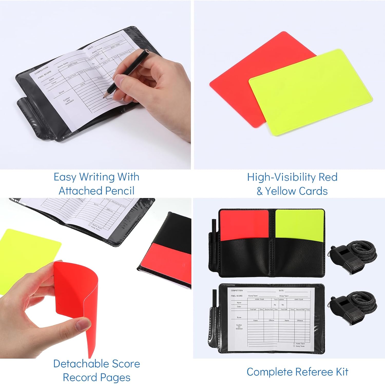 4 PCS Referee Cards Set, Soccer Referee Kit