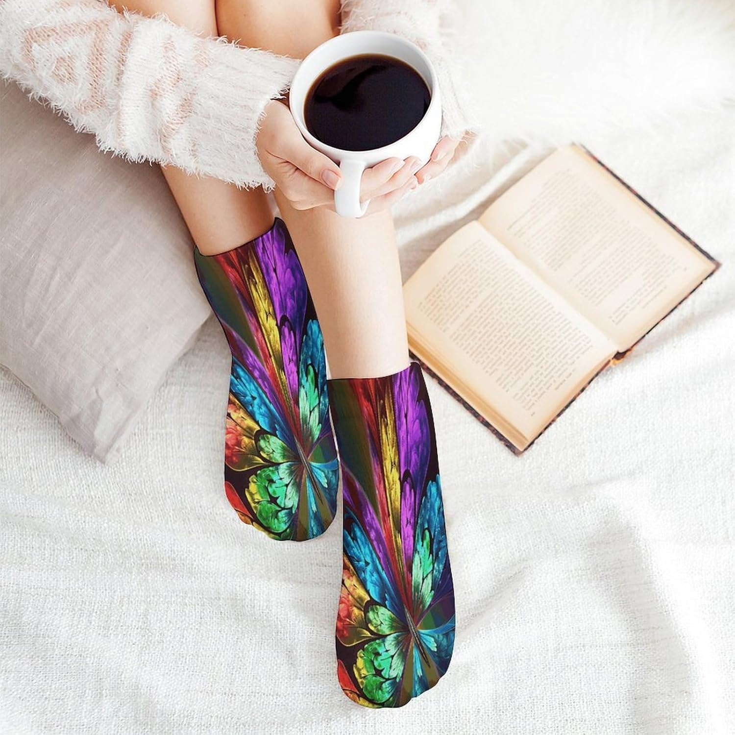 Rainbow Butterfly Ankle Socks for Men Women 5 Pairs | Comfortable Casual Low Cut Socks, Lightweight No Show Breathable Athletic Socks, Soft Mini Crew Socks for All Seasons
