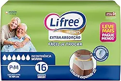 Lifree Fralda Geriátrica Tipo Calça Extra Absorção P/M 16 Unidades