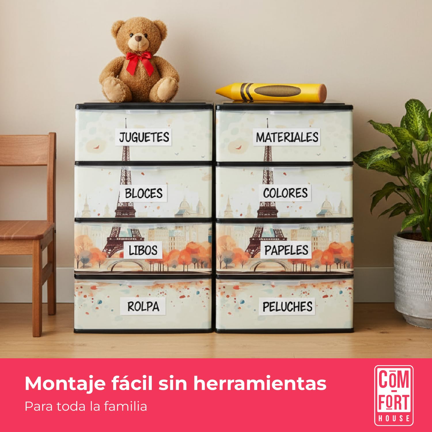COM-FORT HOUSE Kunststoff-Kommode Iris Paris 4 Schubladen