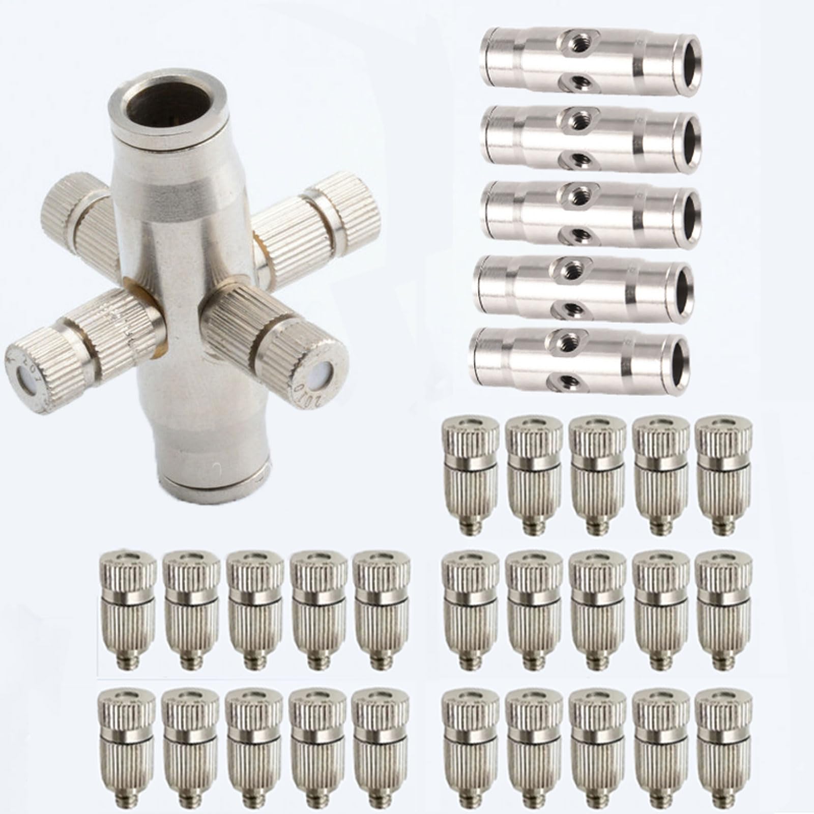 MGNSJGYXN Misting Nozzle Adjustable Brass Atomizing, 5-Pack Misting Nozzles 10/24 UNC 3/8" 4H QC 3/16" Drip- DC 0.1-1.0mm(Orifice 0.2mm)