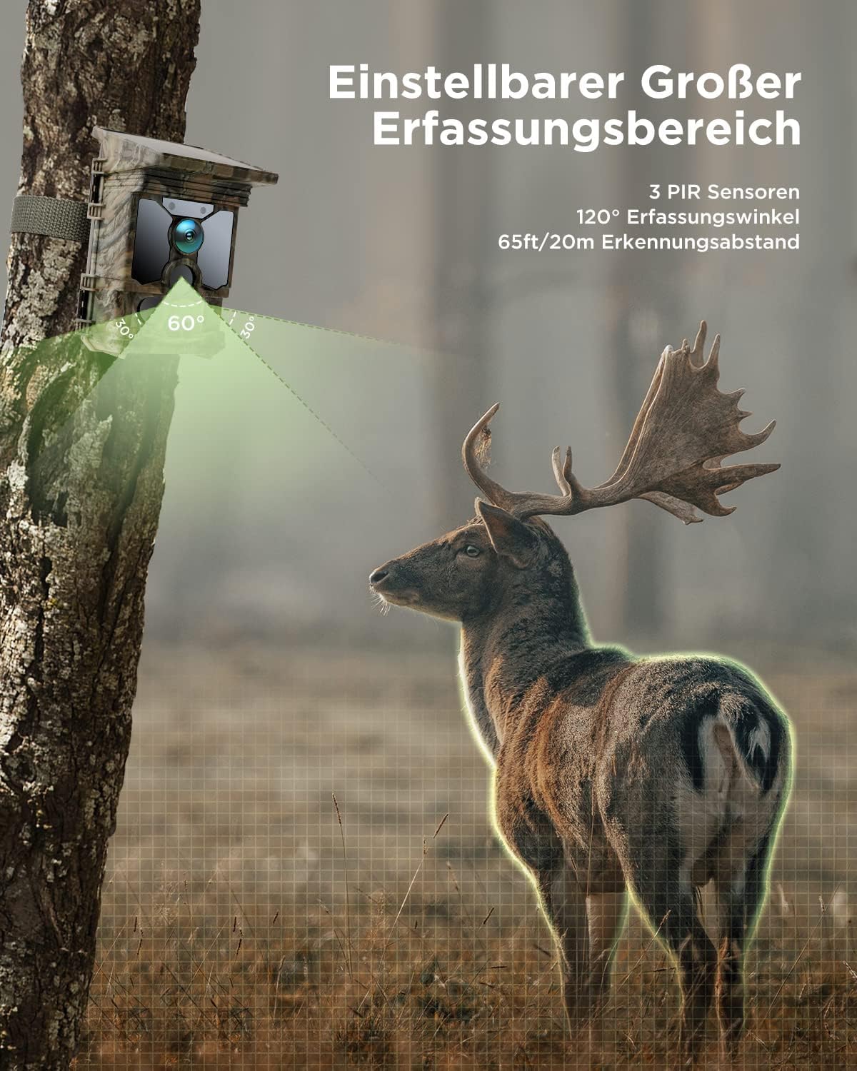 CEYOMUR Solar WLAN Bluetooth Wildkamera Handyübertragung, 4K 30fps 46MP Jagdkamera, mit Bewegungsmelder Nachtsicht IP66 Wasserdicht für Wildtier Überwachung mit U3 32GB Micro SD-Karte