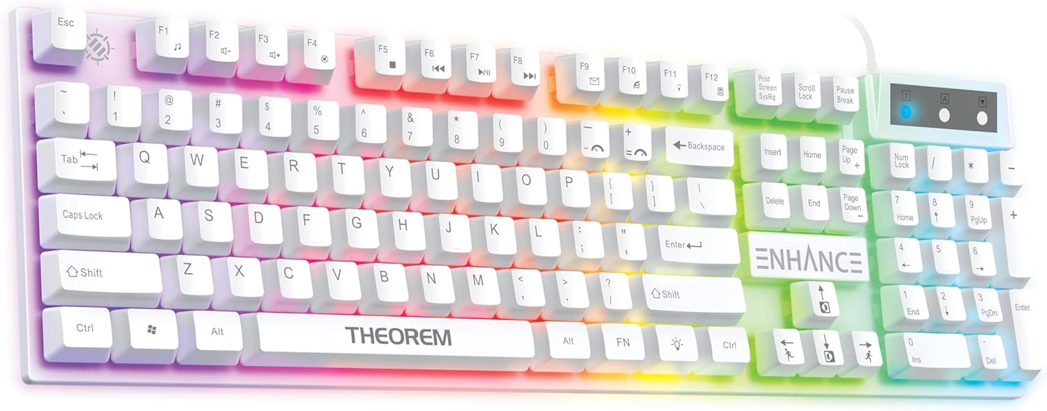 Accessory Power Enhance Theorem 3 Hybrid Mecha-Membrane RGB Gaming Keyboard - White
