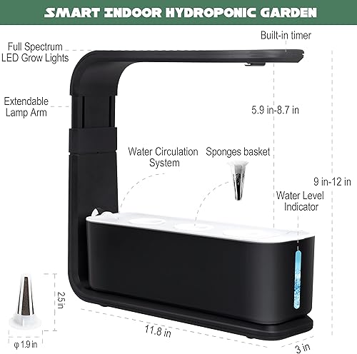 Miniatura 3 de Sistema de cultivo hidropónico de 20 W para jardín interior con luz LED de cultivo 60 LED jardín hidropónico 3 cápsulas espectro completo con