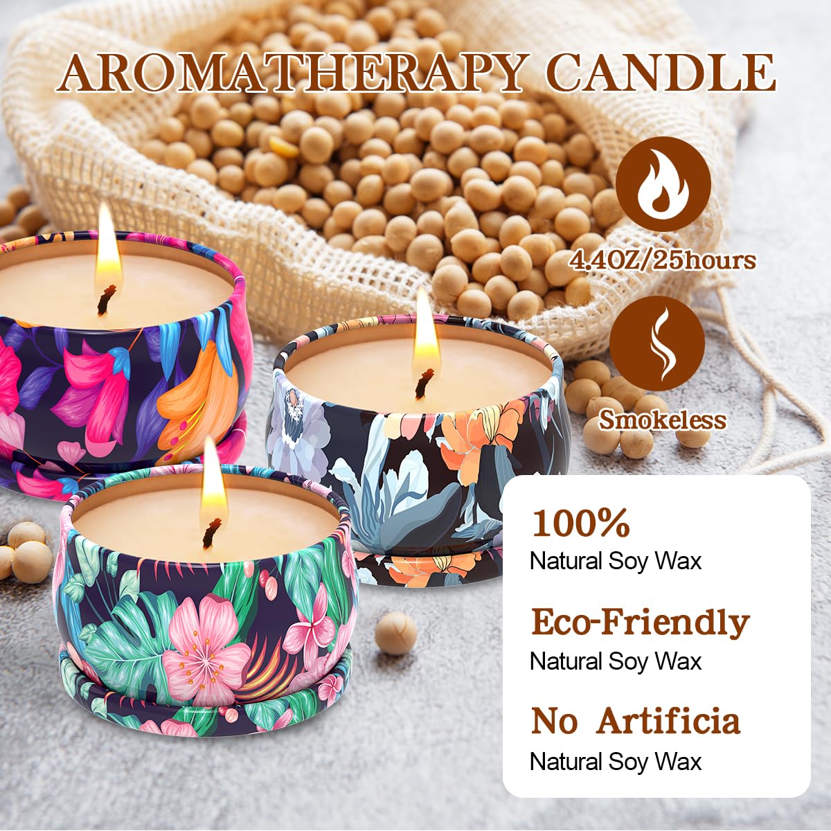 Duftkerzen, Geschenk-Set, 3 Stück Kerzen für Zuhause, langlebiges Sojawachs, Aromatherapie-Kerzen-Set, Geschenke für Frauen mit Geschenkbox