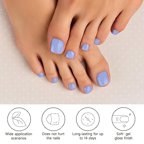 Miniatura 9 de Tiras de pedicura de gel semicuradas, 32 calcomanías de uñas de gel de color sólido para mujeres y niñas, incluye almohadillas de preparación, lima