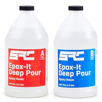 SPRESIN Epox-It Deep Pour Kit, 1 Gal 0.5-Gal Part A + 0-5 Gal Part B Crystal Clear Epoxy Resin, 11 Mix Ratio, Up to 2 Deep, for Casting Art, River Tables, Live Edge Wood, Bar Top, Table Top